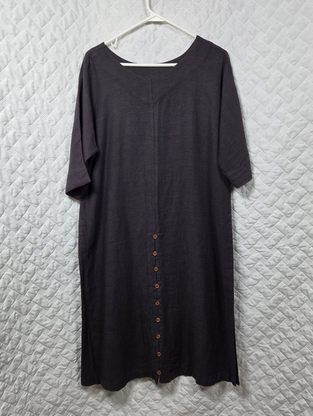 Soft Surroundings Gray Tunic Dress Medium Partial Button Front High Side Slits